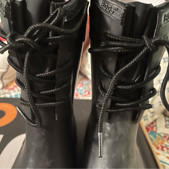 Bogs Black Amelia Lace-Up Rain Boot - Women 11 100% Waterproof - Picture 15 of 16